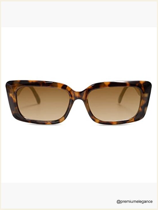 Trendy Rectangular Sunglasses Retro Small Shades Chunky Frame UV400 Women Men main image 6